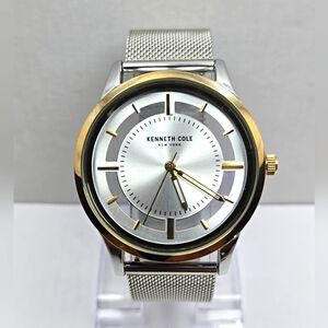 Kenneth Cole KC50883012 Mens Watch Silver Dial Mesh Band New Battery Working